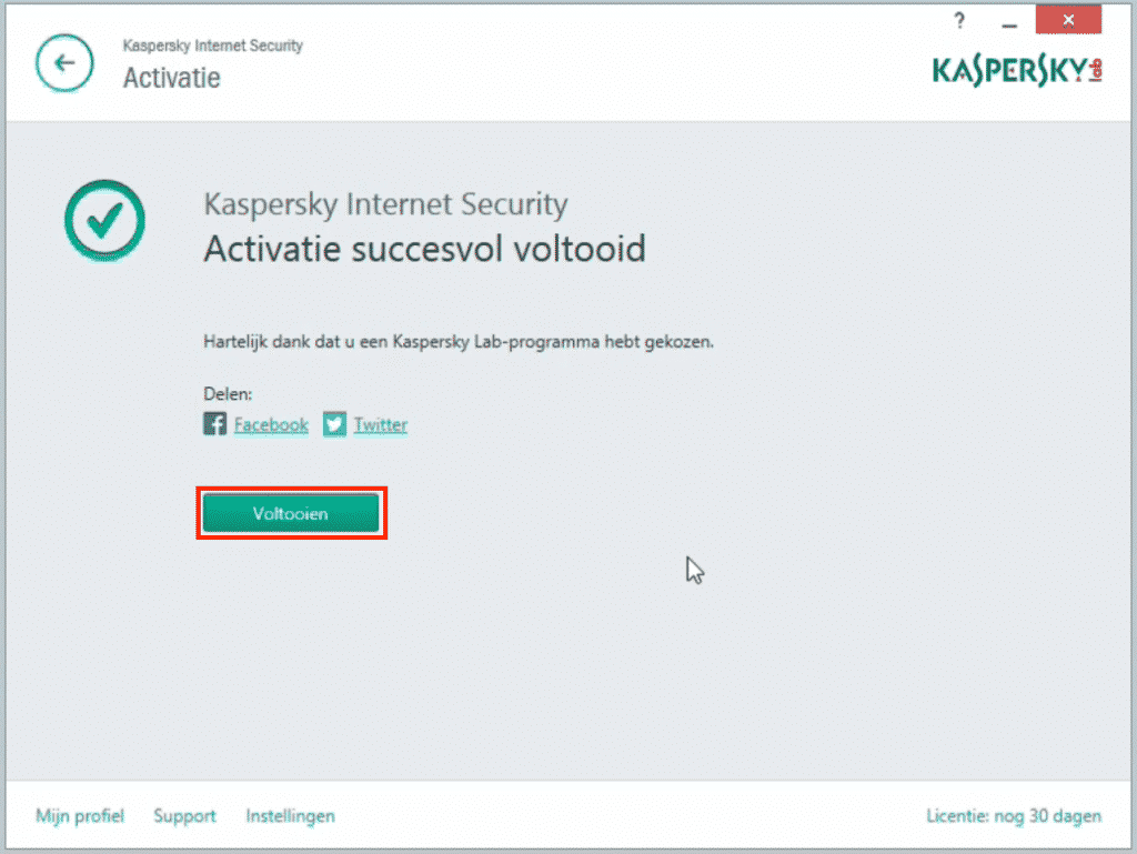 Kaspersky: activering voltooid